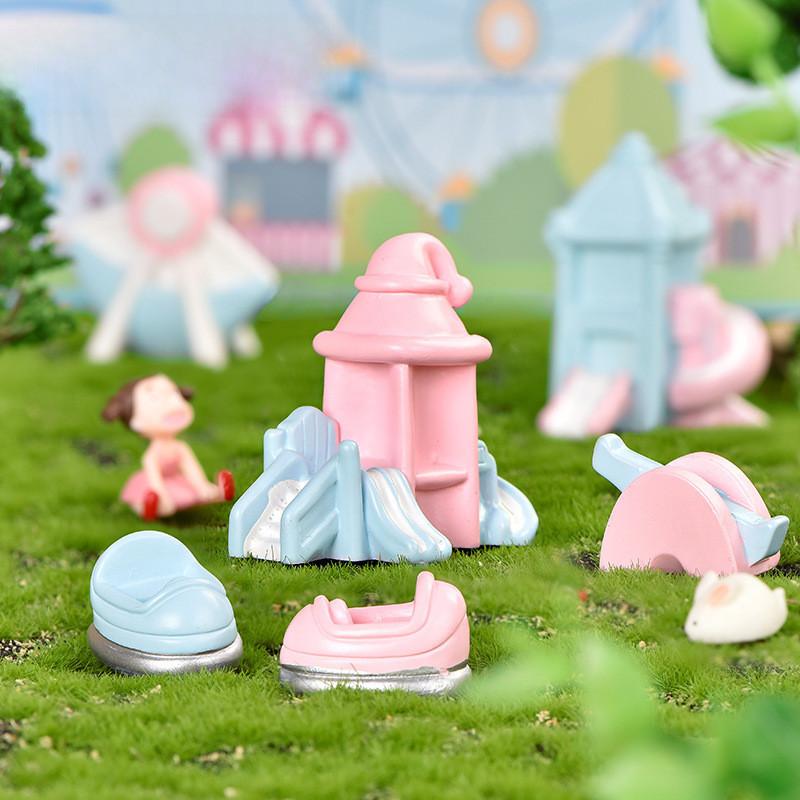 Очаровательная смоляная игровая площадка, микро-ландшафт, DIY аксессуары для украшения торта, колесо обозрения, горка, карусель