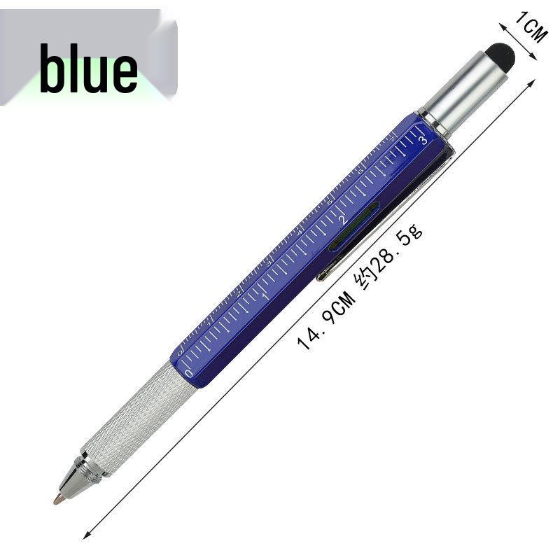 Six-in-One Multifunctional Touch Screen Pen with Capacitive Tip, Metal Ballpoint, Screwdriver, and Scale