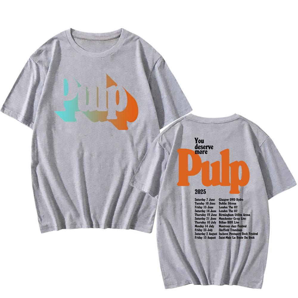 More 2025 Tour TShirt Black Pulp Rock Band Live Date Tshirts Summer Short Sleeve Cotton T Shirt for Male Hip Hop Grunge Men Tee