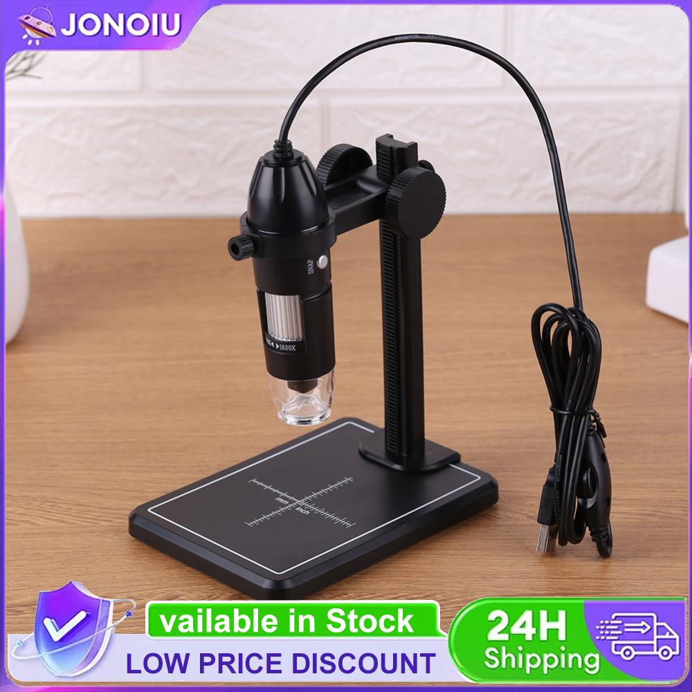 Цифровой USB-микроскоп 1600X с 8 светодиодами и подъемной стойкой, электронный микроскоп, эндоскоп, видеомикроскопы 2 МП для ПК