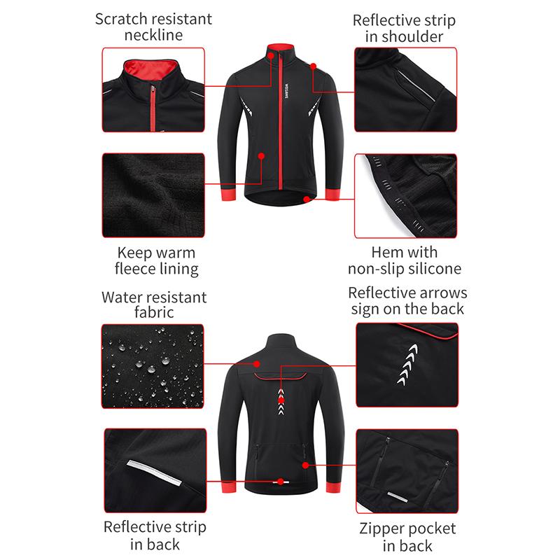 Велосипедная куртка WOSAWE Мужская термофлисовая ветрозащитная велосипедная куртка