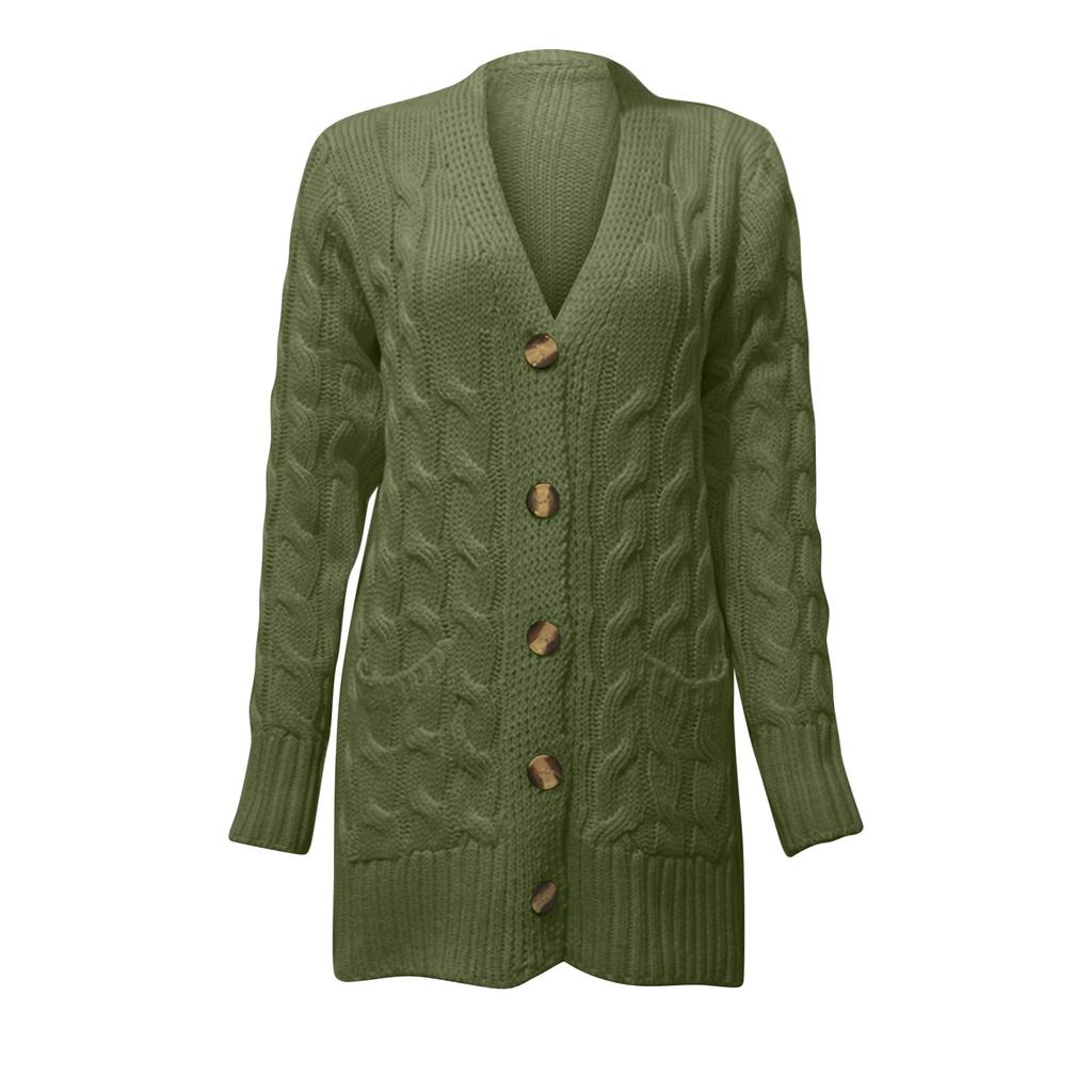 Женский однотонный повседневный кардиган с длинными рукавами, однобортный вязаный свитер, куртка