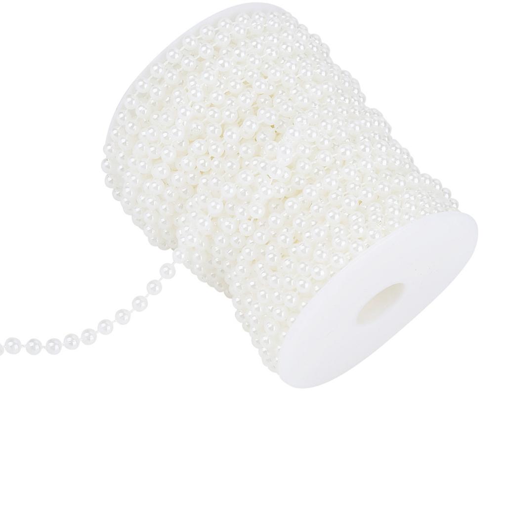 25m Roll Grinding Pearl Wire Beads Garland String DIY Wedding Decoration 6mm(white)