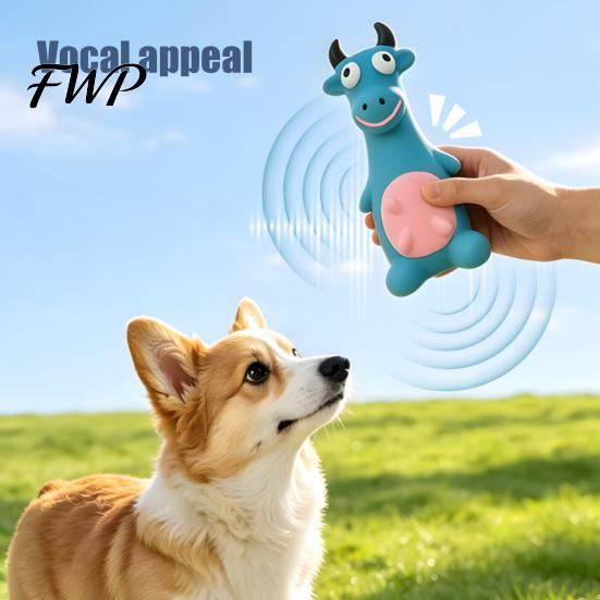 Durable Latex Puppy Toys Animal Dog Toy, Squeaky Chew Cute Cartoon Small Medium Interactive Cattle Sheep, Teeth Cleaning Toy for Aggressive
