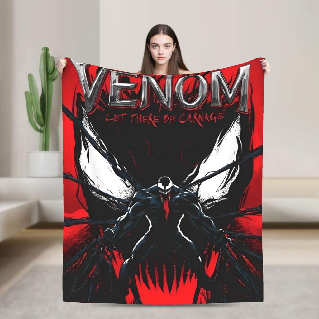 Venom cartoon Blanket  Travel Office Flannel Throw Blanket For Couch Chair Sofa Bed Soft Design Quality Bedspread Gift