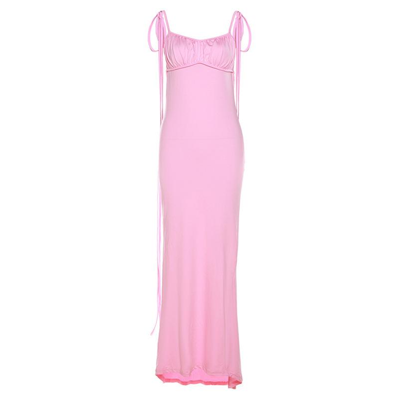 INS Европа и Соединенные Штаты Ветер 2023 Лето Новое женское модное сексуальное платье с лямкой на шее и открытой спиной в облегающем стиле, темпераментное платье на бедрах