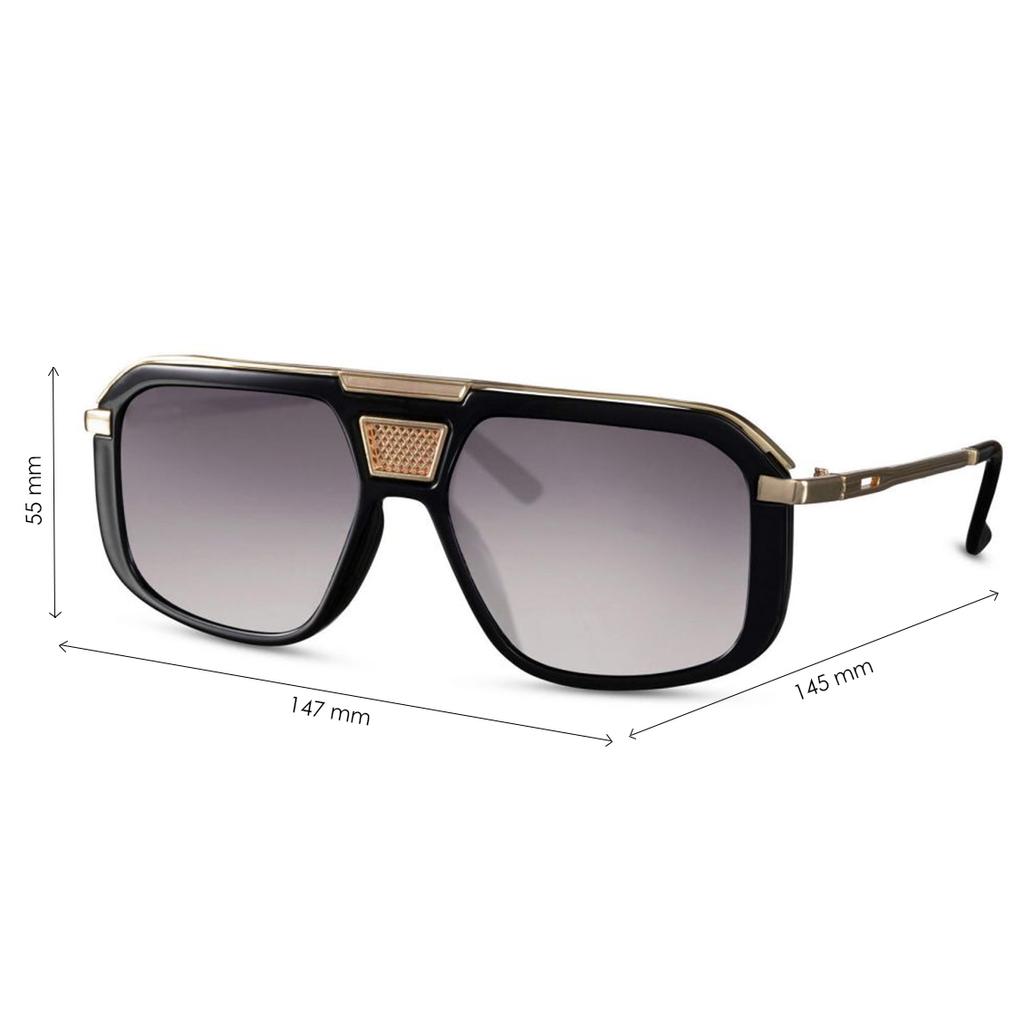Men's Large Wide Frame Sunglasses Black - Extra Large Square Big Size Hip Hop Urban Style Shades 145mm, Black L5555