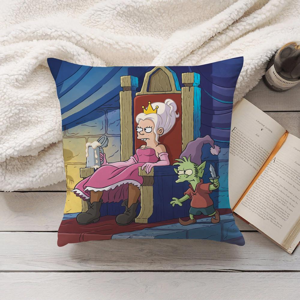 Cartoon DDisenchantmentT Pillow Case Home Decoration Cushion Cover Suitable For Bedroom Car Office Sofa