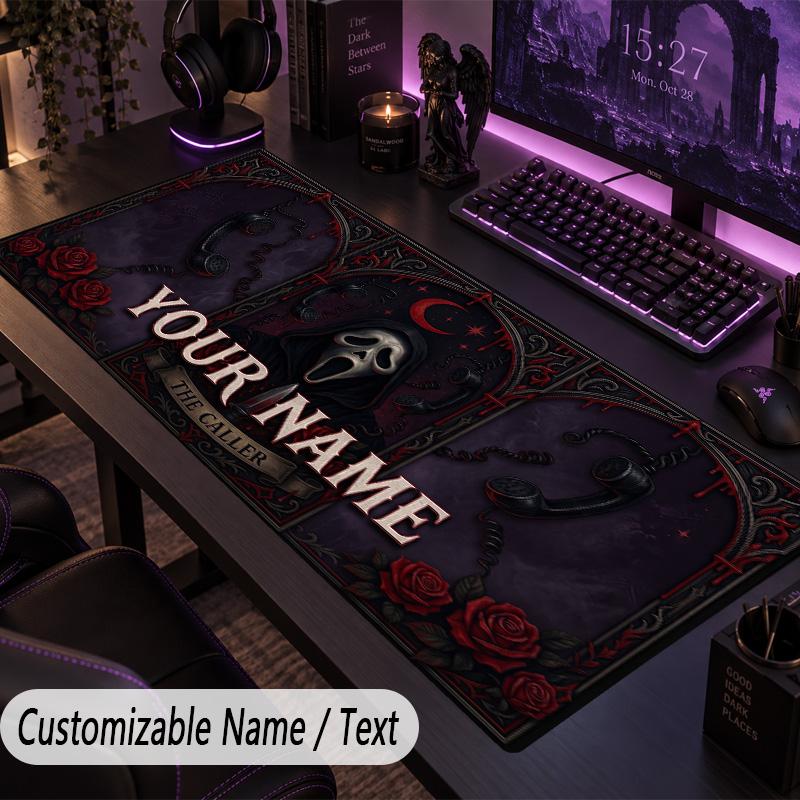 Custom Text Big Mousepad, Extended Desk Pad For Laptop Work GameScream Ghostface