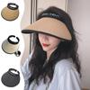 Summer Empty Top Sun Hat Anti Uv Female Outdoor Visor Cap Casual Shade Hat Straw Wide Large Brim Beach Travel Sunhat Lady