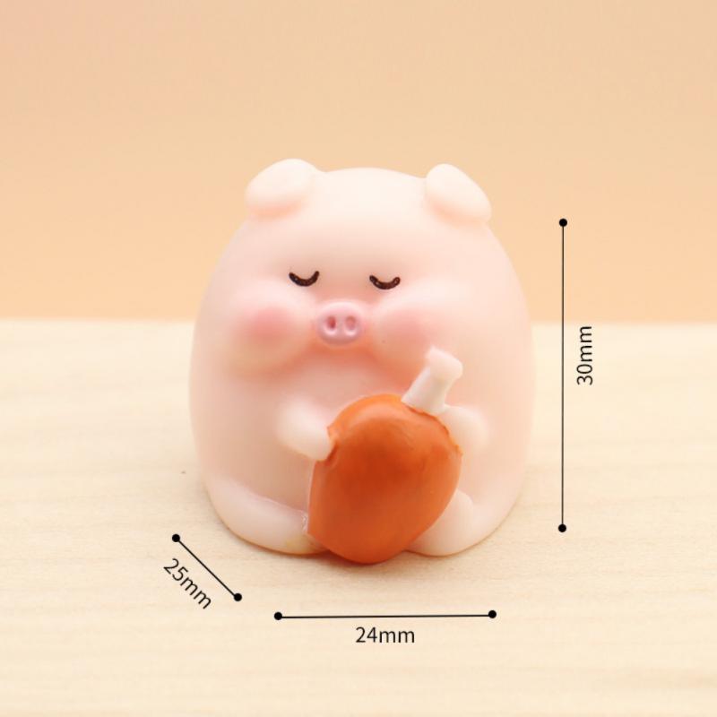 Resin Ornaments Cute Cartoon Pig Doll Ornaments Mini Home Figurines Miniatures Desktop Decor Car Ornament Decoration Accessories
