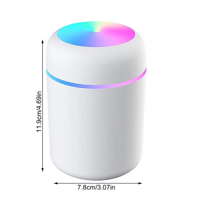 Многофункциональный автомобильный ультразвуковой увлажнитель с RGB-подсветкой и диффузором для ароматерапии на 300 мл для компактных пространств