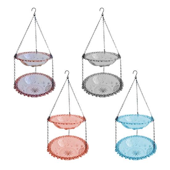 Подвесная ванна для птиц на открытом воздухе, поднос для колибри, двухслойная кормушка для диких птиц, миска для декора патио на заднем дворе