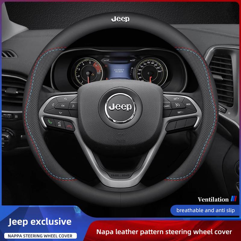 Sticker Car Steering Wheel Cover Carbon Fiber Leather Anti Slip Accessories For Jeep Wrangler JK Gladiator Renegade Cherokee ALM1