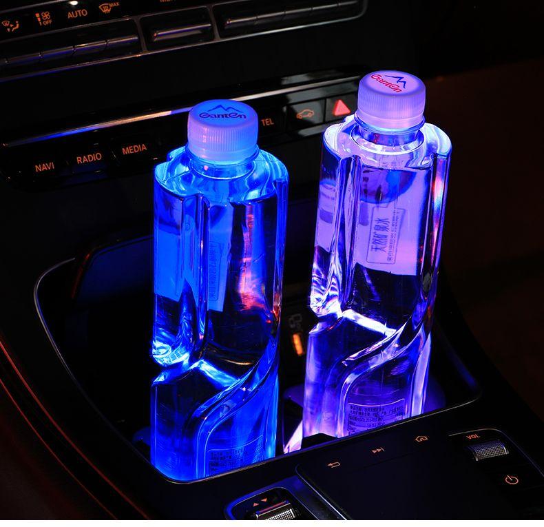 AUW3 Car Cup Holder LED Light Car Cup Pad Colorful Light Coaster For Nissan Qashqai Almera j11 j10 Juke X Trail t32 Tiida Leaf Versa