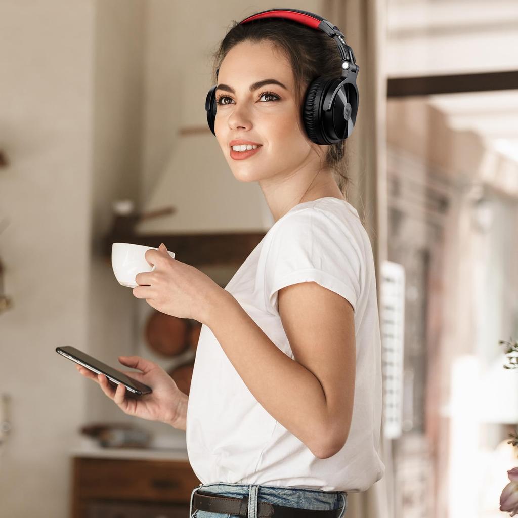 OneOdio Wireless До 110 часов непрерывной работы Bluetooth Heavy Wired High Calling Pro Black Red Наушники, Воспроизведение, Наушники, Бас, Разрешение,