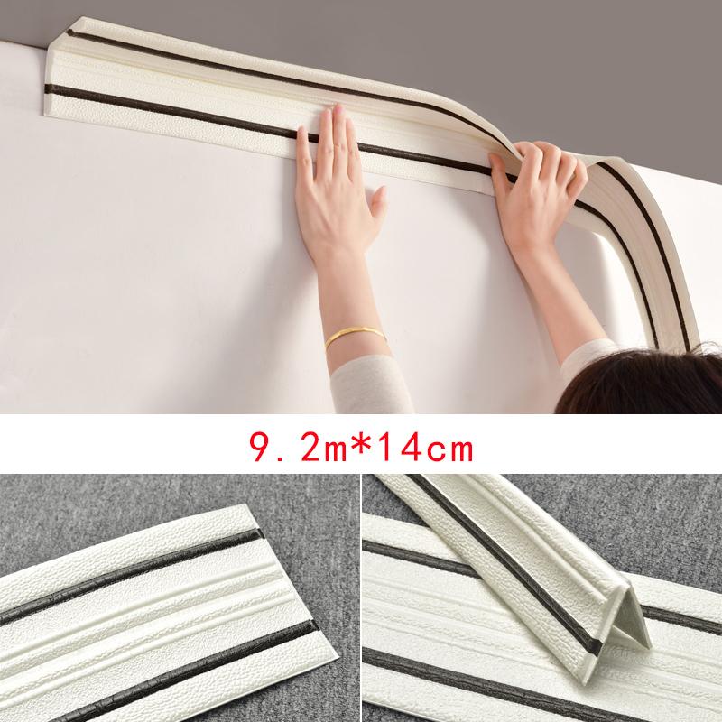 9M 3D Foam Wall Edge Strip Stickers Self-adhesive Corner Waist Line Background Wall Sticker Waterproof Decor Trim Line Skirting