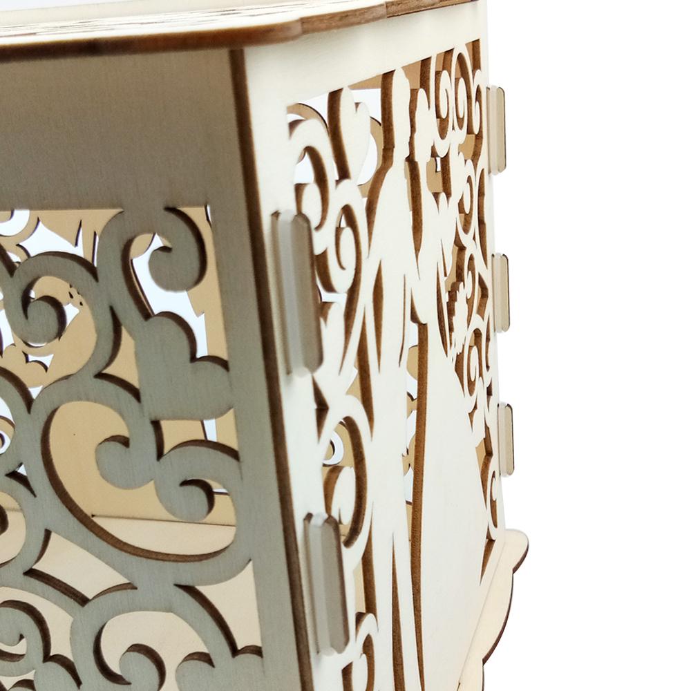 Деревянный Свадебный Конверт Подарочная Коробка Карты Полый Цветочный Узор Пригласительный Билет DIY Коробка Свадебные Принадлежности