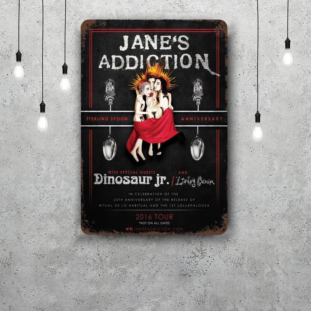 Плакат с декором Jane Addiction Винтажная жестяная табличка Металлическая табличка Декоративная табличка для паба Бара Мужской пещеры Клуба Настенное украшение