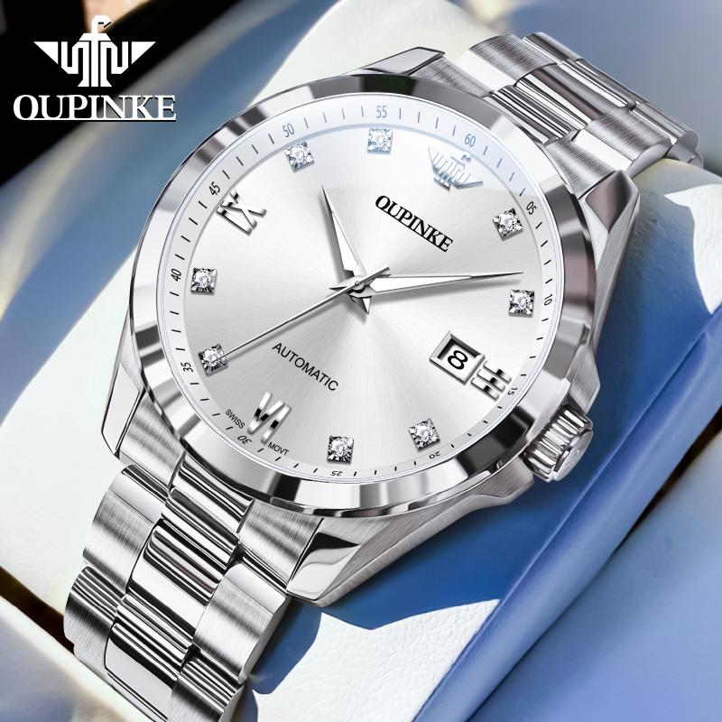 OUPINKE 3199 Real Diamond Men's Watches Swiss Certificated Automatic Mechanical Man Watch High-end Luxury Brand Original Watches