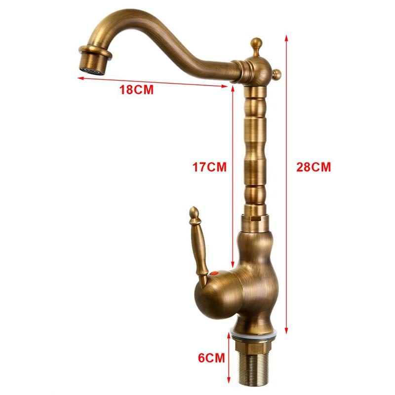 Dagu Antique Single Handle Swivel Mixer Tap Kitchen Bathroom Sink Faucet Brass Finish