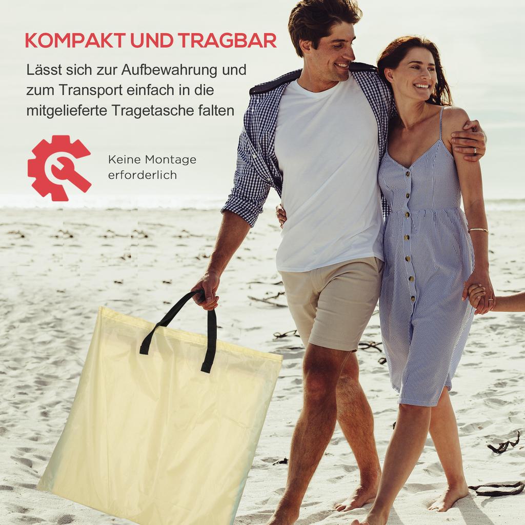 Set of 2 Beach Mats, Adjustable, Foldable, 124L x 53W x 37-50H cm, Beige