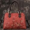 Genuine Leather Bag For Women Vintage Handbag Embossing Large Capacity Cowhide Shoulder & Crossbody Bags