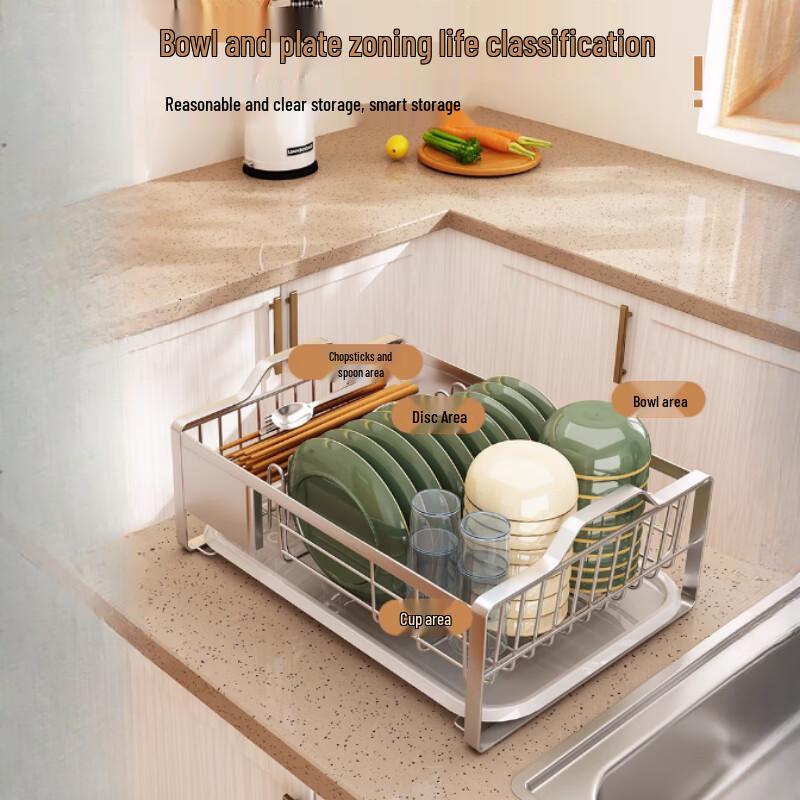 Stainless Steel Dish Drying Rack with Chopstick Holder