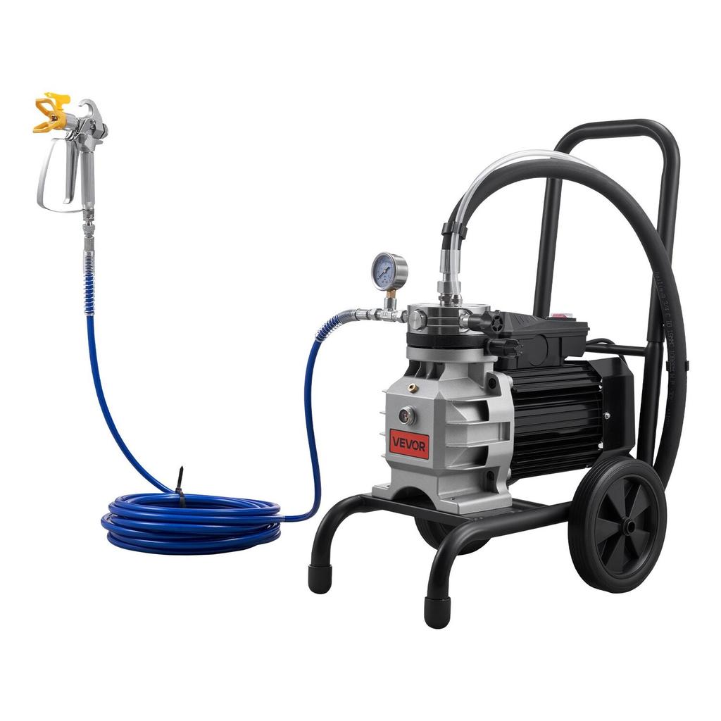 Diaphragm Airless Paint Sprayer, 1500 W Efficient Cart Airless Paint Sprayer, 2800 psi High Pressure, with Extension Pole, Cleaning Needle and Brush,
