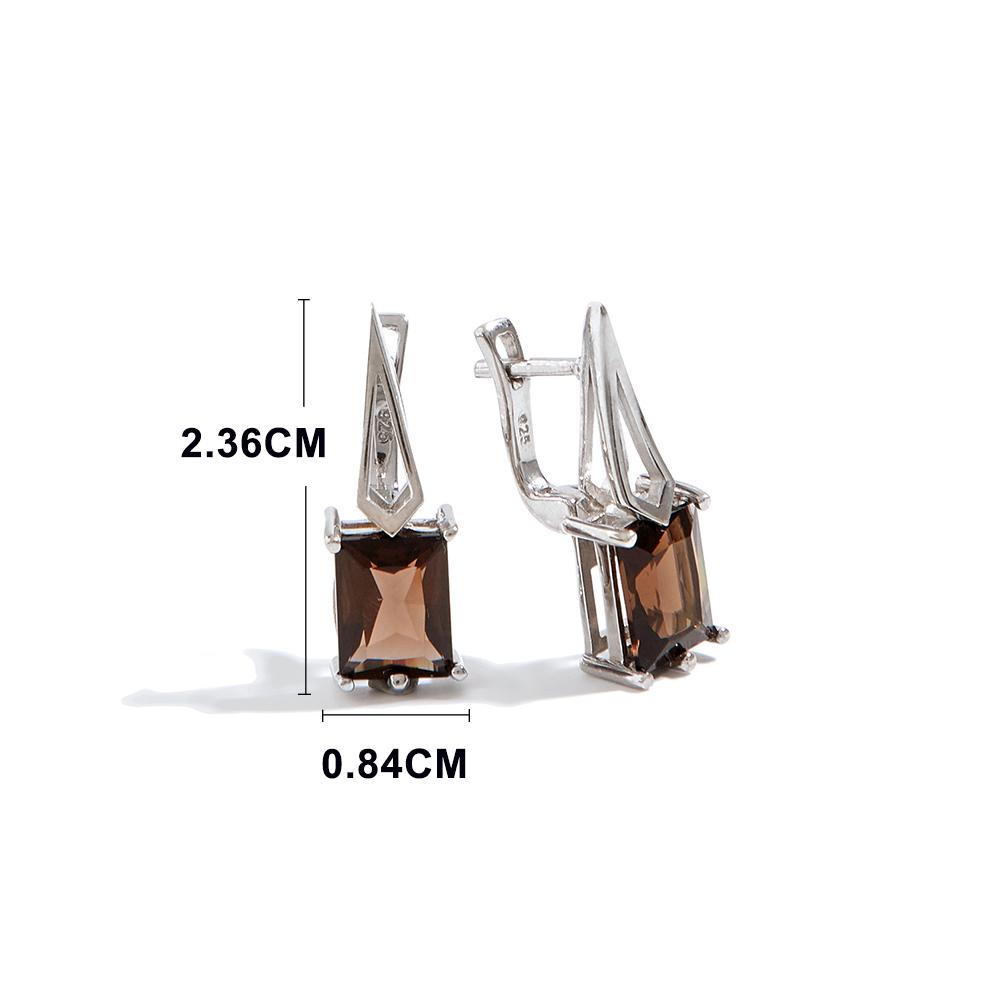 Классический дизайнерский комплект колец и серег для женщин, стерлинговое серебро 925 пробы, натуральный дымчатый драгоценный камень, ювелирные изделия в стиле аниме для повседневного ношения, подарок