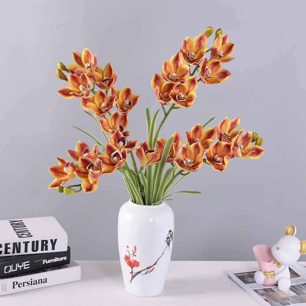 Сгибаемые стебли Цимбидиум Цветочная ветка Яркие цвета Имитация Фаленопсис Свадебная церемония