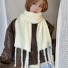 Luochi Knitting~Плюшевый шарф конфетных цветов: Мягкий, приятный для кожи, теплый, с кисточками и косами, универсальный зимний шарф-снуд для женщин.