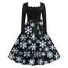 Women's Fashion Vintage Long Sleeve Square Neck Christmas Printed Evening Party Dresses Dresses