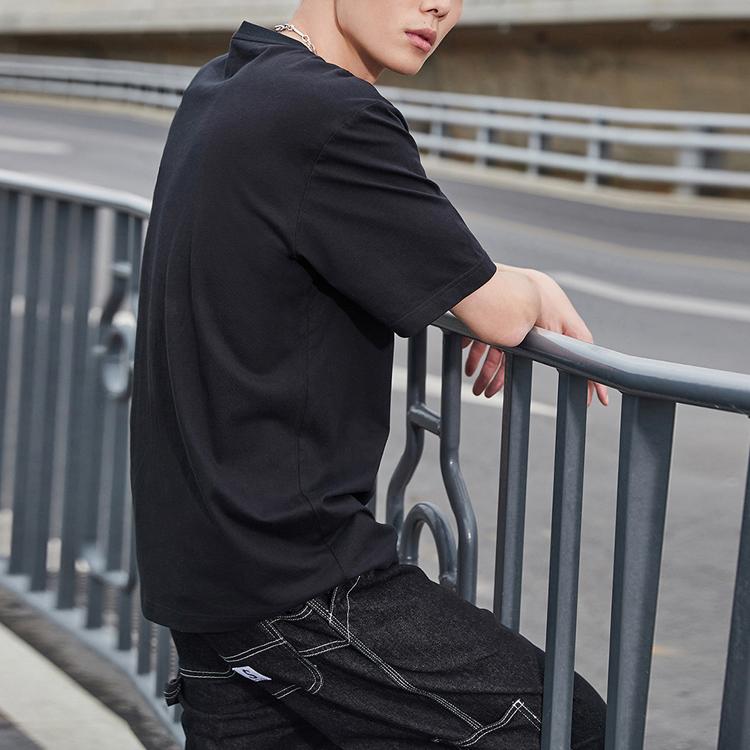 Li-Ning Спортивная модная серия баскетбольная футболка с круглым вырезом и коротким рукавом, мужские топы, черный AHSR405-2