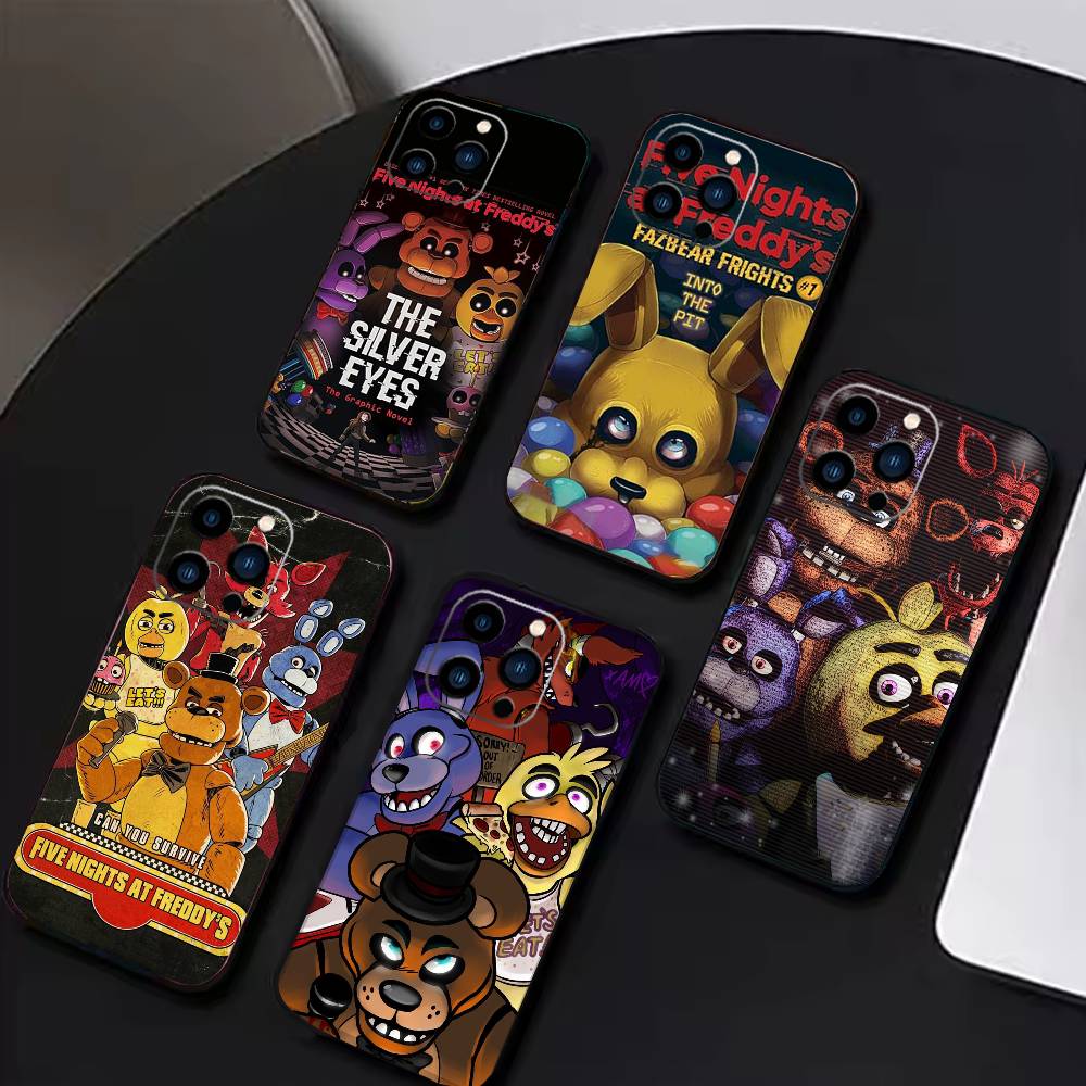 Чехол для телефона Five Nights at Freddy's для iPhone 17, 16, 15, 14, 13, 12 Plus, Max Мягкий силикон Черный чехол