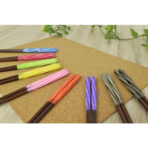 Aoba Chopsticks, Natural Wood, Candy Twist Pattern, Blue, 23cm
