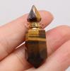 1Pc Small Natural Stone Perfume Bottle Pendants,Tiger Eye Stone Pendant Charms for Jewelry Making DIY Necklace Accessories Craft Gifts