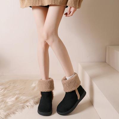 Модные теплые нескользящие бархатные зимние сапоги женские зимние новые средней длины с утолщенной подкладкой и защитой от холода детские