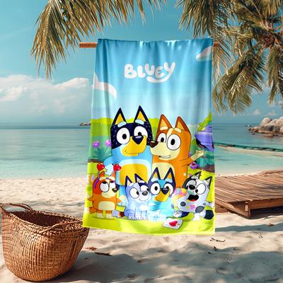 Ultra-Soft Beach Towel with Bluey Theme,Ideal for Pool - Camping, Diving - Perfect Travel Essential, Vibrant Beach Towel.