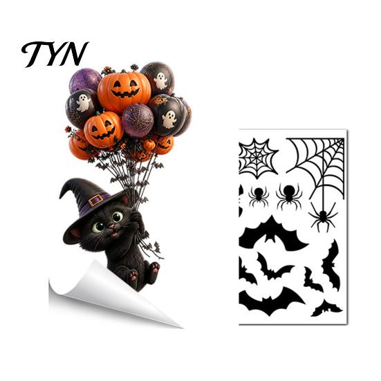 Decorative Window Film Halloween Ghost Glass Sticker, Cartoon Static Cling for Easy Apply Sticker Parties, Waterproof Decoration Decal
