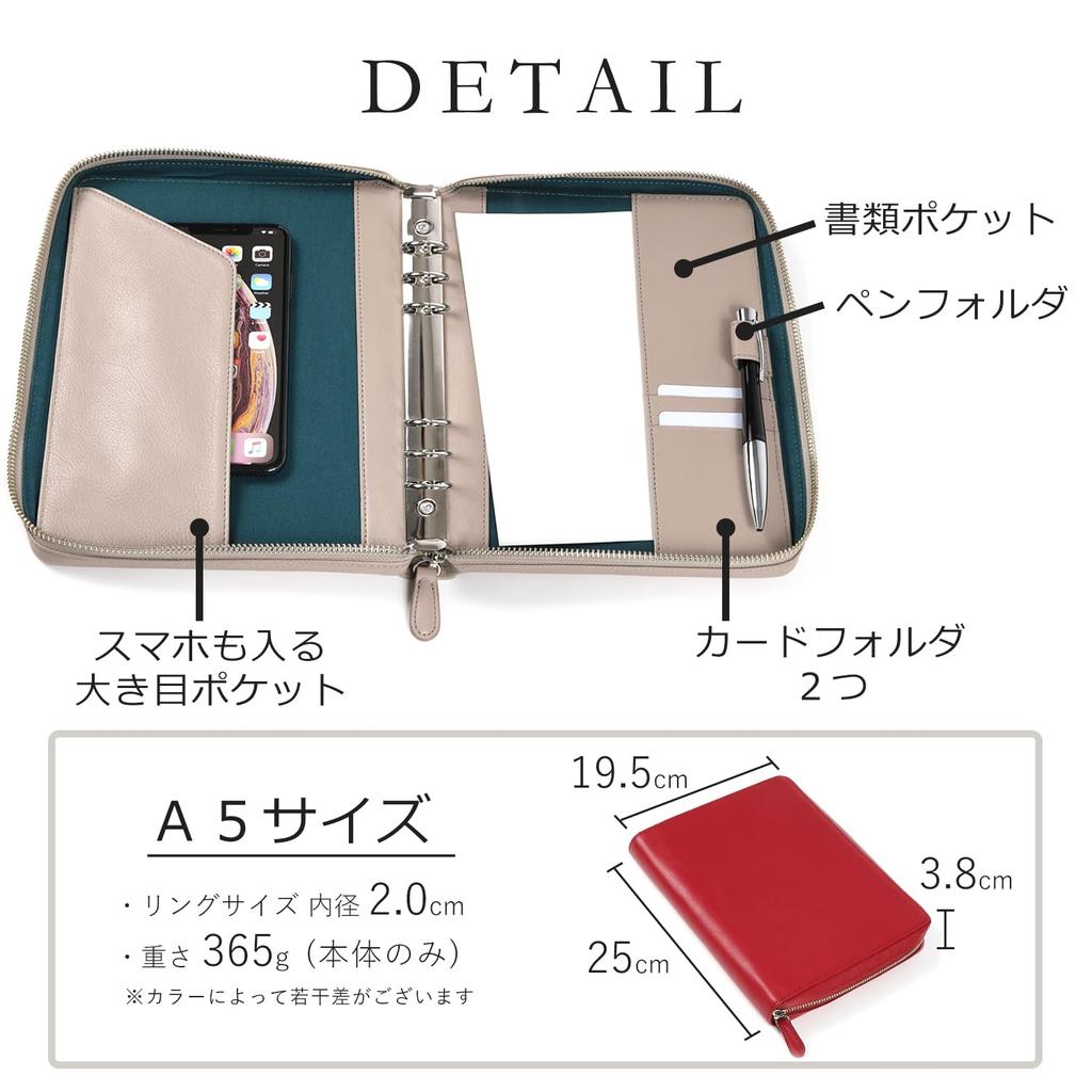 Блокнот A5 Lightex System Genuine Vegetable Monolether02z, Кожаный, На молнии, Дубленый, 6 отверстий на кольцах, Легкий, (Серый, Размер)