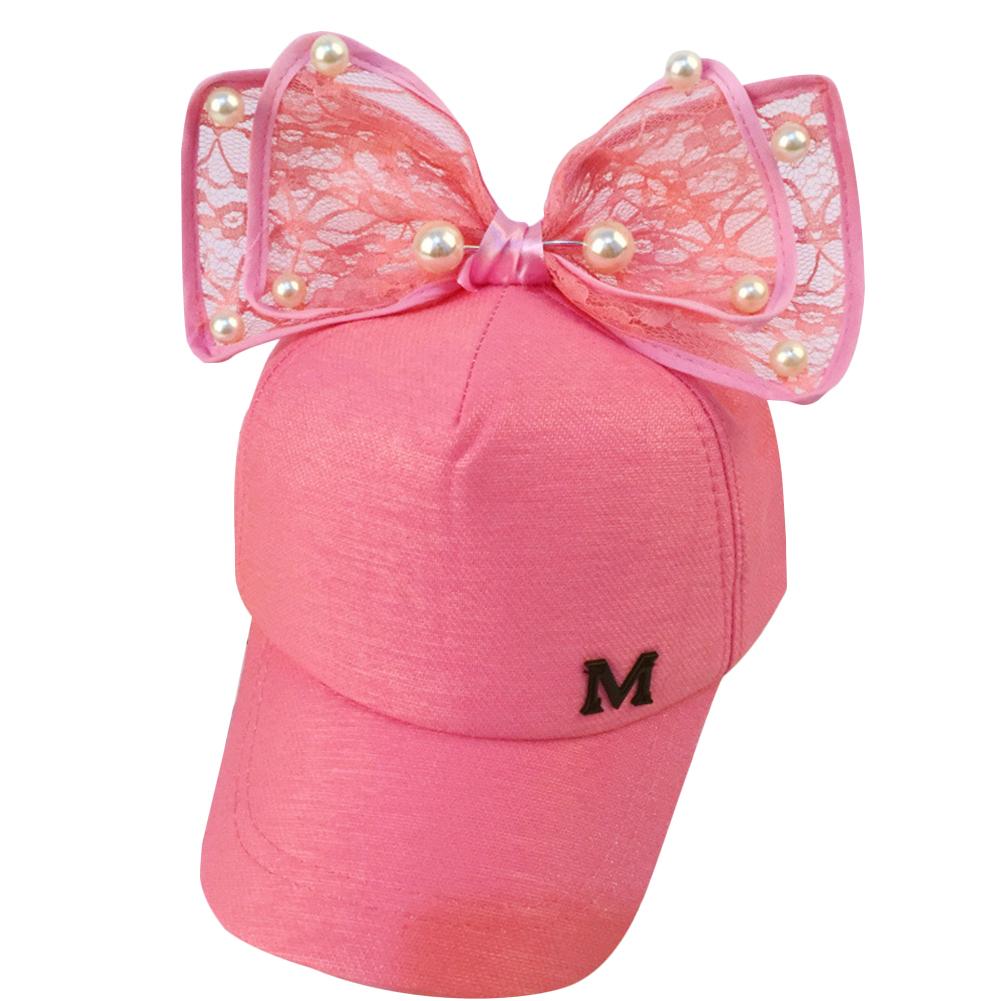 Girl Fashion Pearl Sun Hat Baseball Cap Creative Bowknot Hip Adjustable Hat