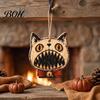 Spooky Fireplace Window Tree Ornaments Vintage Halloween Ornament for Tree, Rustic Acrylic Hanging Pumpkin Black Cat Bat Classic Elements Collection