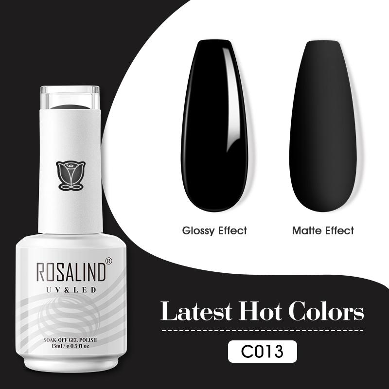 ROSALIND 15ml Shiny Stylish Gel Nail Polish Soak Off Pure Color LED/UV Lamp Nail Gel Bright For Nail Art Design 40 Colors