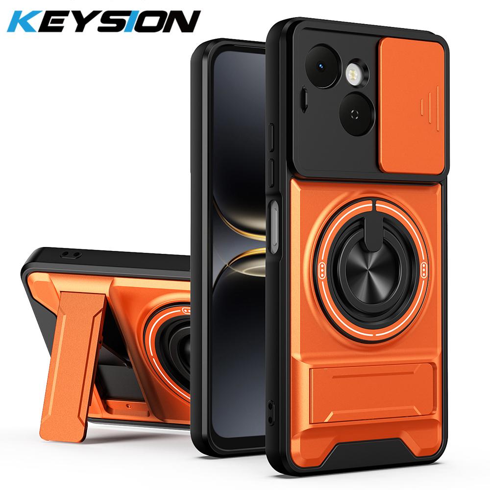 KEYSION Магнитный чехол для телефона TECNO Spark 40C 4G с защитой выдвижной камеры, вертикальной подставкой, кольцом 360° и ударопрочной задней крышкой