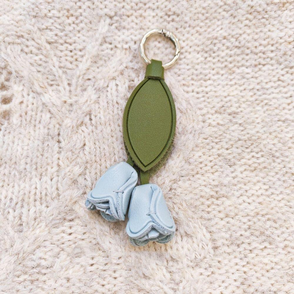 Cute Hanger Tulip Leather Pendant Handmade Cartoon Flower Pu Keychain Creative Fashion Bag Charm Bag Pendant