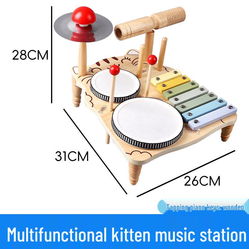 Kids' Multifunctional Wooden Drum Set: Early Education Music Toy for Girls & Boys