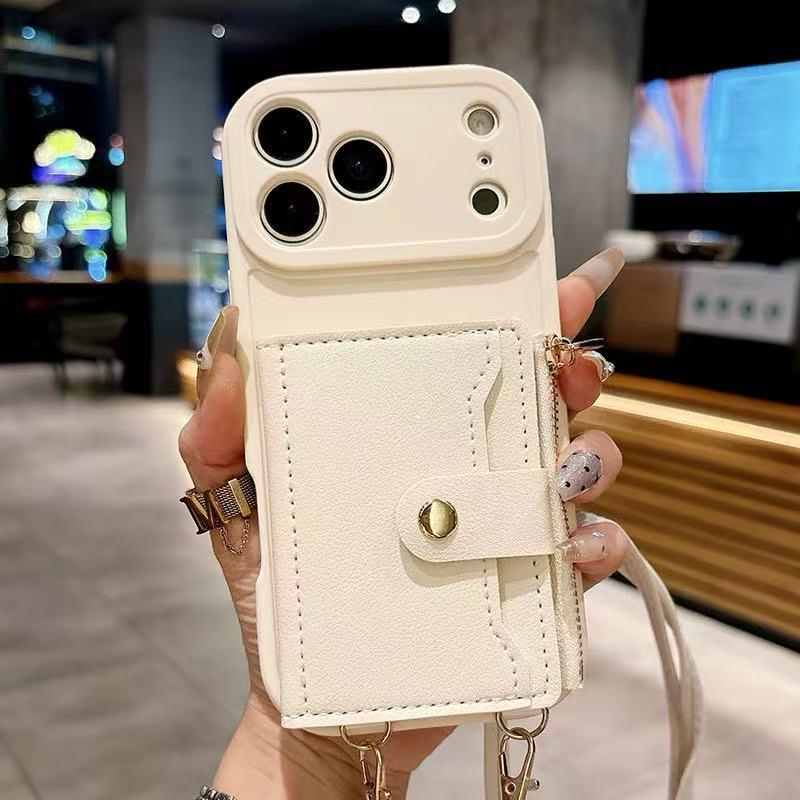Leather Crossbody Case for iPhone 17 Pro Max with 16 Card Slots and Detachable Strap
