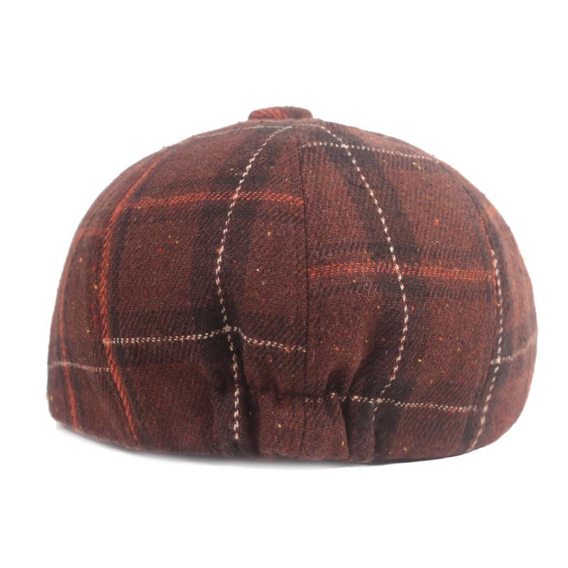 Твидовый берет с язычком из утиного язычка Твидовая шляпа Зимняя восьмиугольная кепка Шляпа для мужчин среднего возраста
