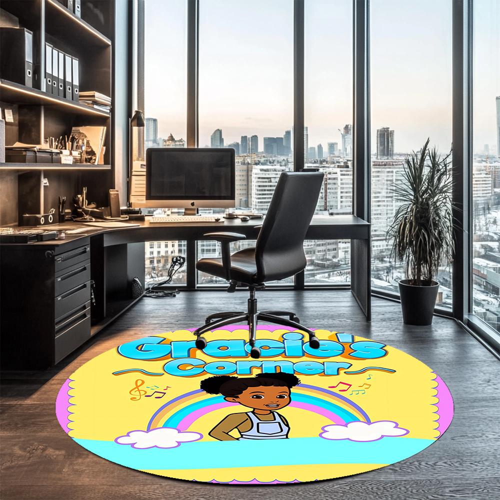 Gracie's Corner Printed Round Rug Carpet Chair Rug Area Rug Entryway Doormats,for Office Chair Living Room Bedroom Kitchen Room.